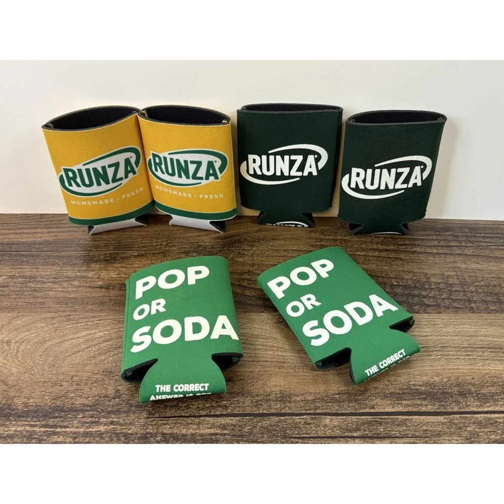 Lot Of 6 Runza Restaurants Can Koozies Koozie Fast Food Hamburgers Soda Pop